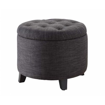 CONVENIENCE CONCEPTS 19.75 x 17 x 19.75 in. Round Ottoman, Gray Fabric 163060FGY